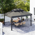 Outsunny 3x4m 2-Tier Garden Gazebo Cover in 600D Oxford Fabric with Drainage Holes, Dark Grey