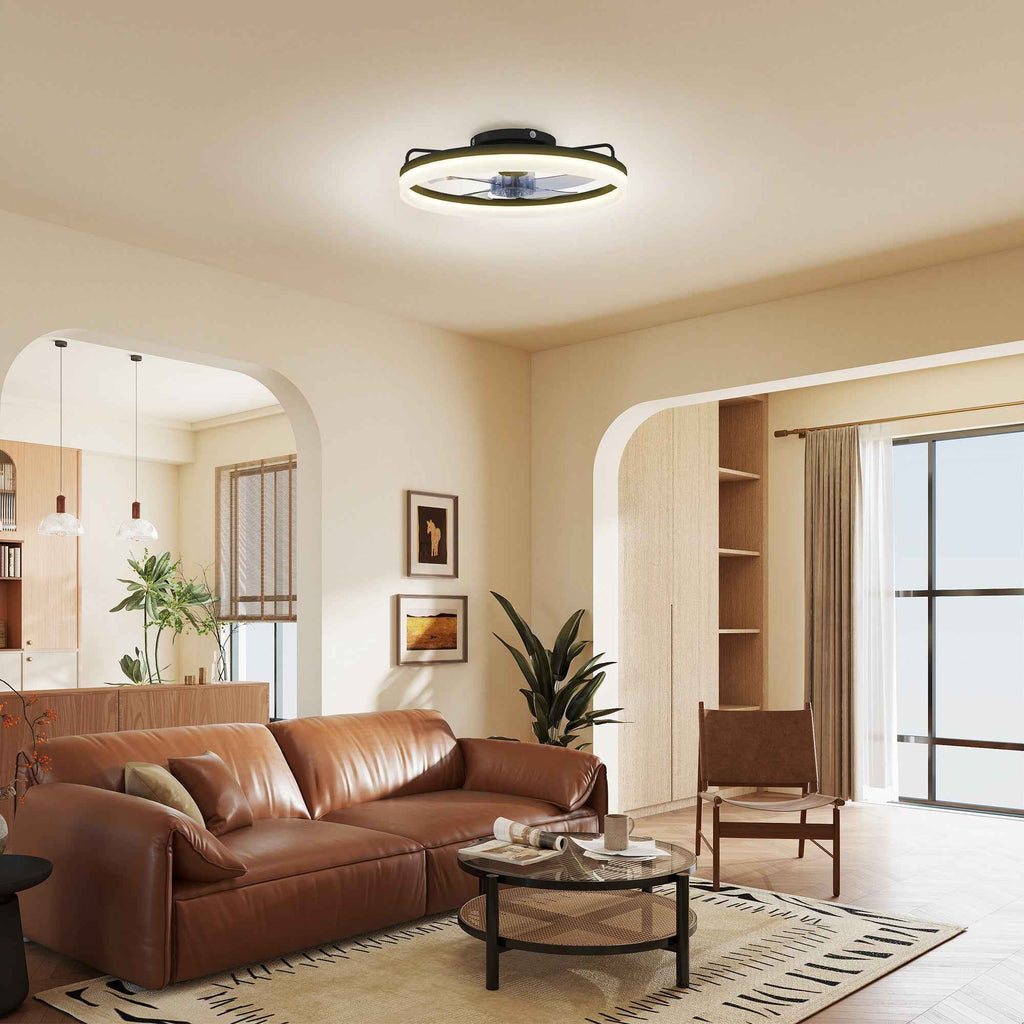 HOMCOM Steel and Plastic Ceiling Fan with Adjustable LED Light, Remote Control, Timer, 6 Speeds, Black