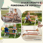 Outsunny Picnic Table Set for Children Ages 3-8 with Wooden Benches, 89x79x50 cm, Brown