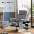 Massage Reclining Chair with Footrest, Linen Effect Fabric, 78x90x93 cm, Dark Grey