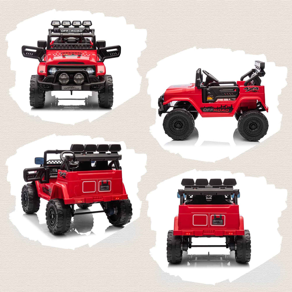 AIYAPLAY Children's Off-Road Vehicle with Lights, Horn, Belt and Remote Control, Made of PP and Metal, 99x66x68.5 cm, Red