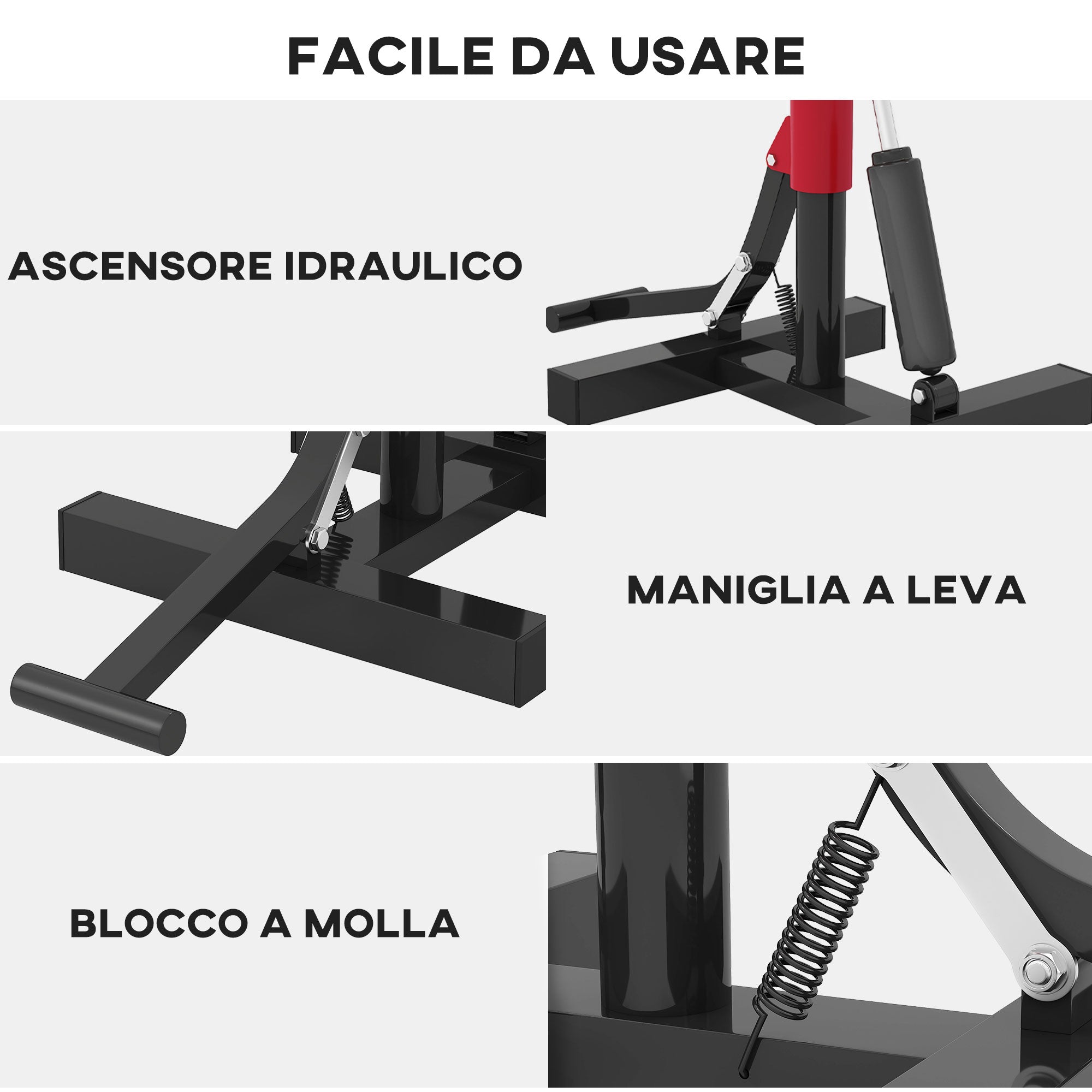 Steel Motorcycle Stand, 150kg Capacity, Adjustable Height and Non-Slip Surface, Red