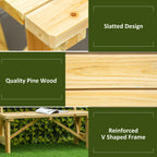 Outsunny Wooden Garden bench 2 cars with high backrest, 116x56x80cm, natural color - Borgè