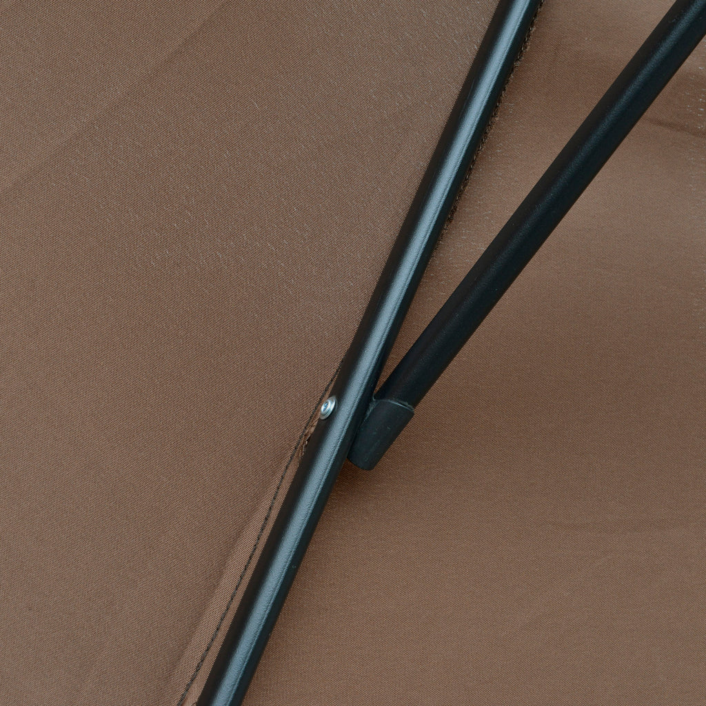Outdoor Umbrella Ø3x2.5 m with Cross Base and Crank, in Steel and Polyester, Coffee Color