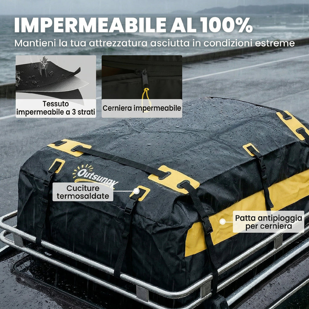Outsunny 595L Waterproof Roof Rack Cargo Bag, Yellow