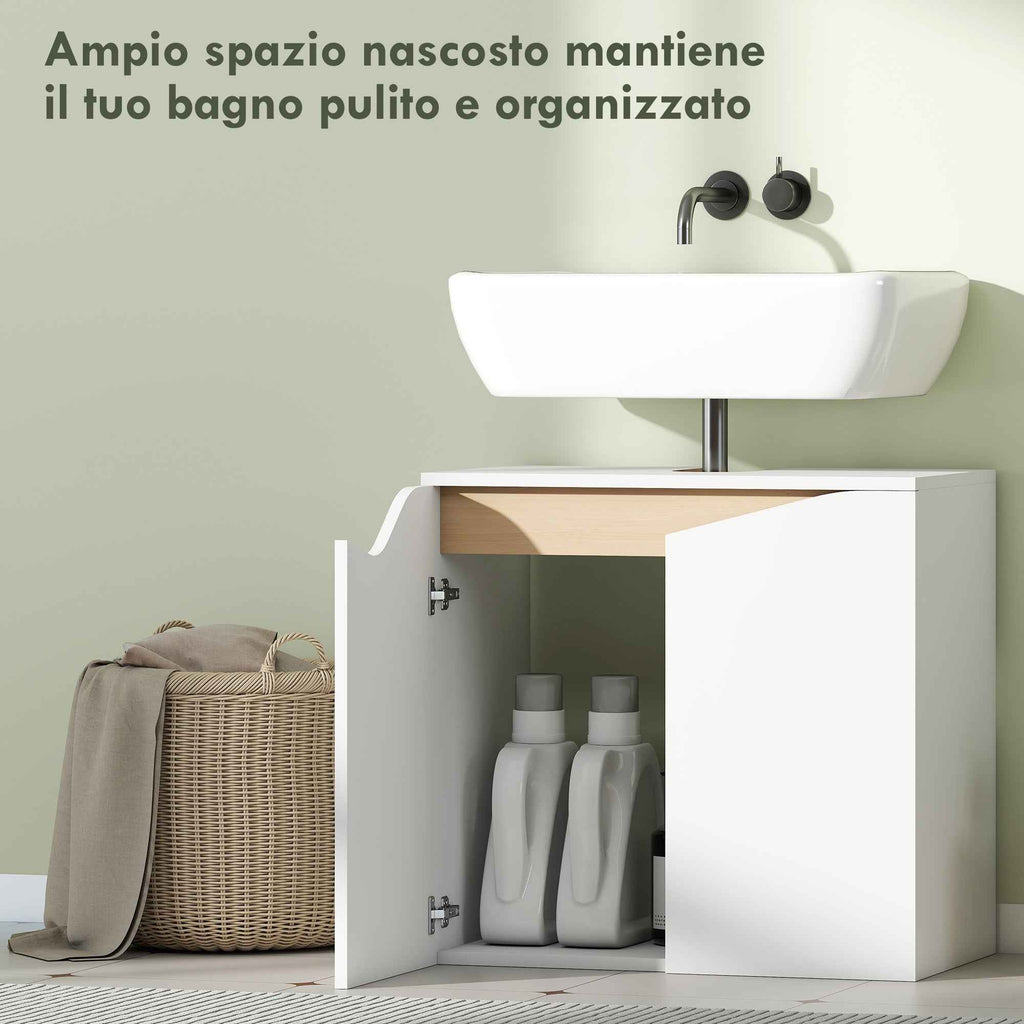HOMCOM Under Sink Cabinet with 2 Soft-Close Doors for Pedestal-Free Sink, 60x35x57.9 cm, White
