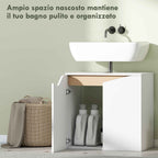HOMCOM Under Sink Cabinet with 2 Soft-Close Doors for Pedestal-Free Sink, 60x35x57.9 cm, White