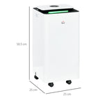 12L ABS Dehumidifier with 5 Modes, 2 Speeds and 24h Timer, 25x25x50.5 cm, White and Black