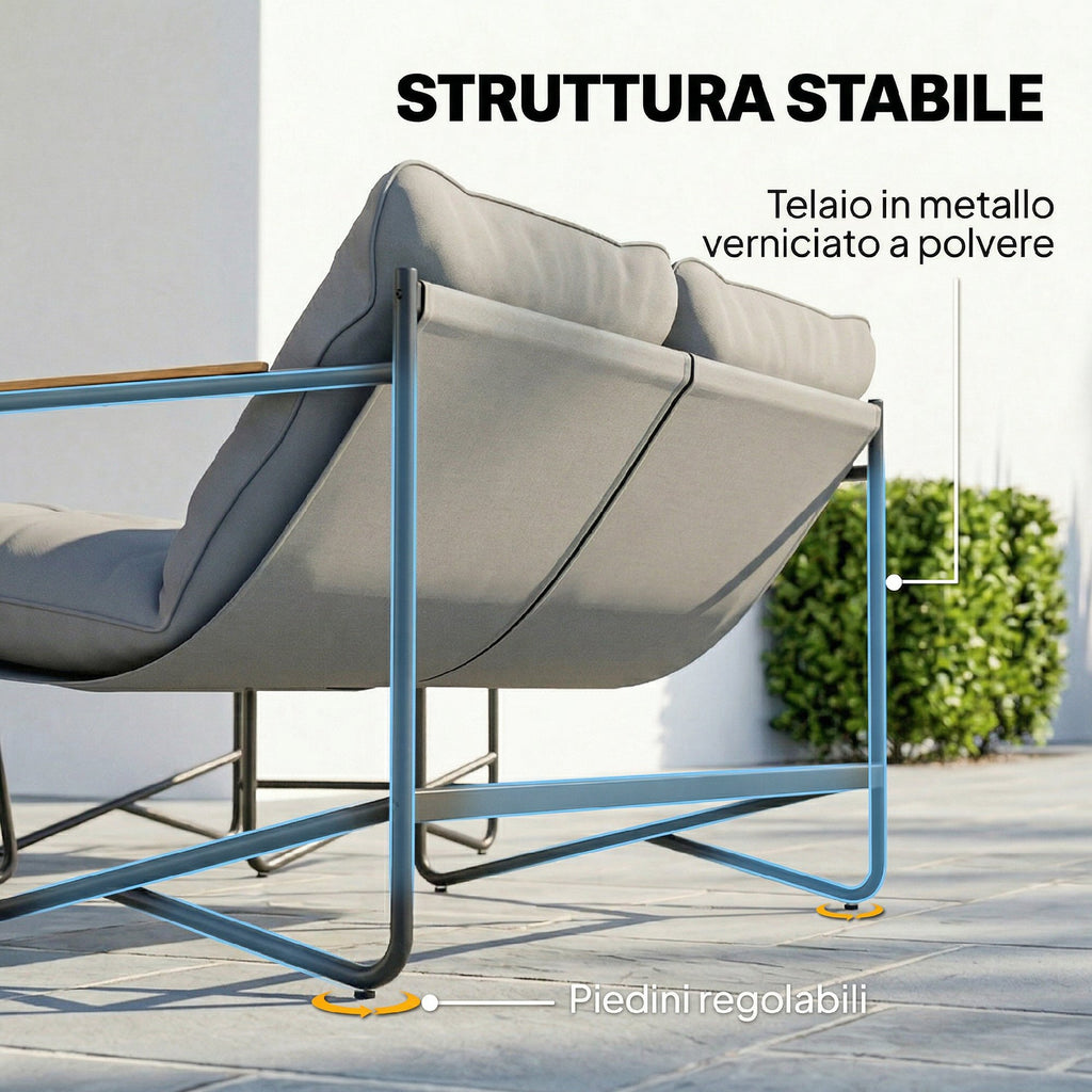 Outsunny 4-Seater Garden Lounge Set with 2-Seater Sofa and 2 Armchairs with Cushions, Light Grey