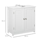 2-Door Vanity Unit with Adjustable Shelf and U-Cut, 60x30x60 cm, White