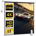 Motorized Projector Screen 120" with Remote Control, Plastic and Metal, 236.5x8x236.5 cm, White