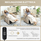 Recliner Chair with Footrest, Heated, 8 Massage Points and 5 Modes, Velvet Fabric, Beige