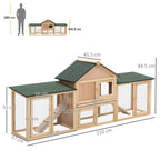 Rabbit Cage, Enclosed Rabbit Hutch with Ramps, Waterproof Roof and Removable Tray 210 x 45.5 x 84.5 cm - Borge' Group Limited