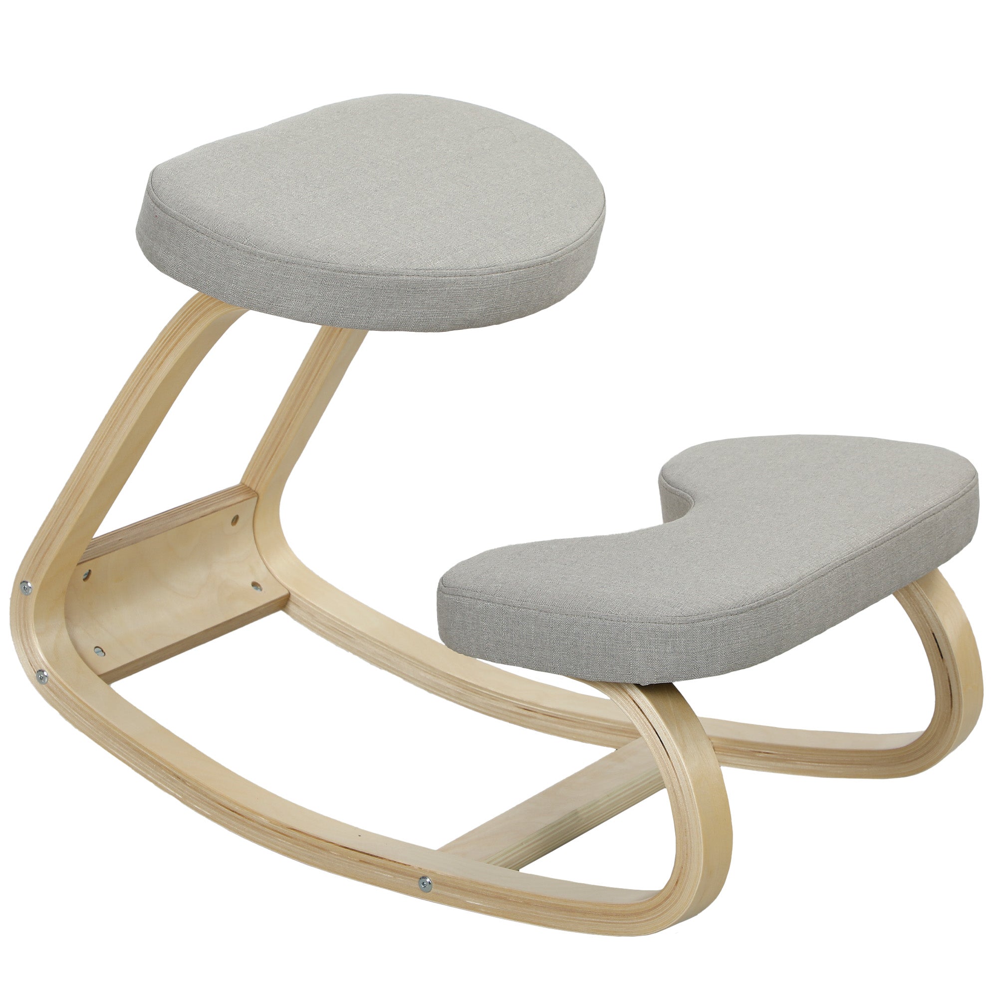 Rocking Kneeling Chair, Fabric and Birch Wood, 50x73x55 cm, Grey