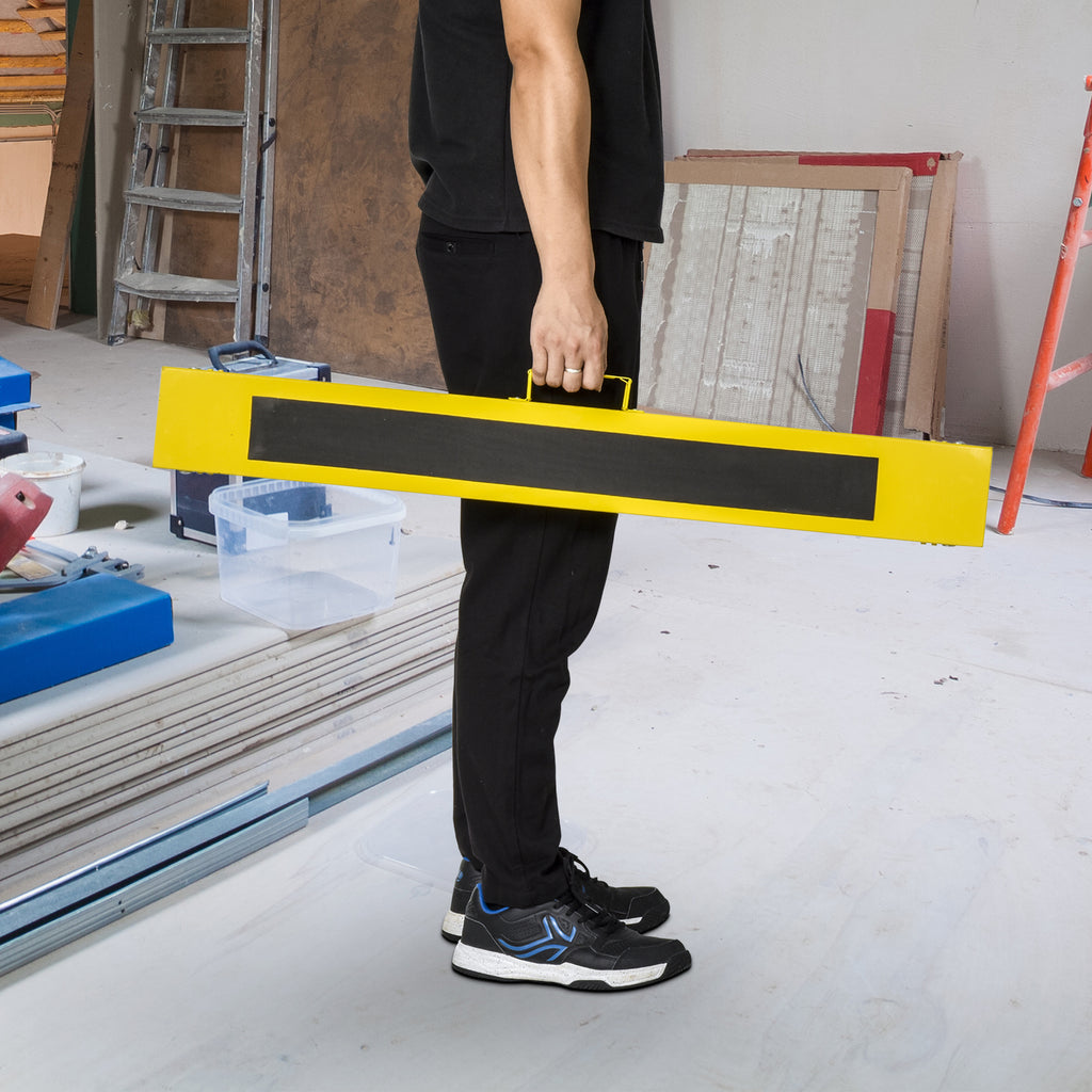 Set of 2 Folding and Portable Work Stands with Non-Slip Worktop, Yellow and Black, for DIY