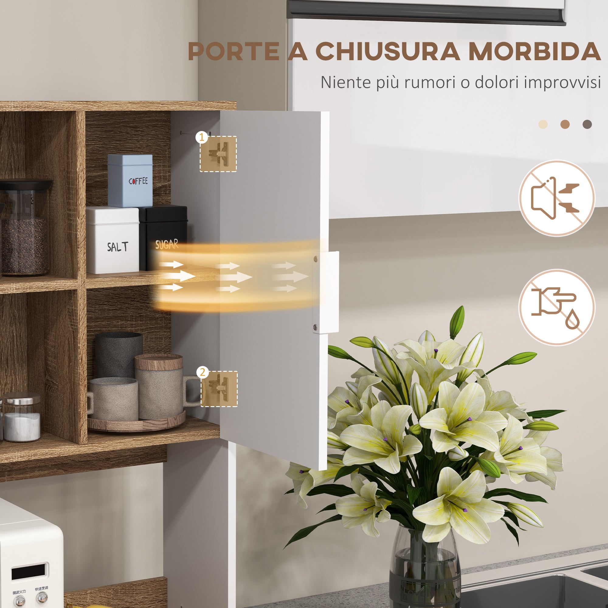 Homcom Modern Mobile Creenza Pantry with lockers and drawer, 98x39x180cm, white and wood - Borgè