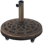 Outsunny 21kg Round Resin Umbrella Base with Wheels and Brakes, Bronze