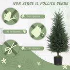 Outsunny Set of 2 Artificial Cypress Trees, UV-Resistant, Ø40x90 cm, Green