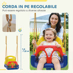 Outsunny 3-in-1 Garden Swing Set for Kids with Adjustable Rope, 42x33x120-180 cm, Blue