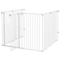 Folding Gate 6-Panel for Medium-sized Dogs, Made of Steel and Plastic, 123x102x100 cm, White