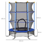 Children's Trampoline Ø1.6x1.9 m with Safety Net and Padded Poles, Ages 3-10 Years, Blue