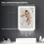 Bathroom Cabinet with Mirror, Adjustable LED Lights and Anti-Fog Function, Black