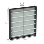 5-Tier Adjustable Wooden Notice Board with Glass Doors, 80 x 9.5 x 83 cm, Black and White