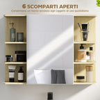 Bathroom Mirror with 2-Tier Cabinet and 6 Open Compartments, 80x20x59 cm, Wood