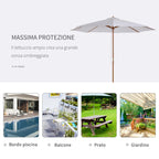 3x2.5 m Garden Umbrella with 8-Ribbed Wooden Pole, Made of Bamboo, Wood and Polyester, White - Borge' Group Limited