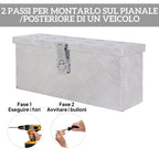 2 kg Tool Box with Key Lock, in Aluminum Sheet, 50x15.5x20.5 cm, Silver