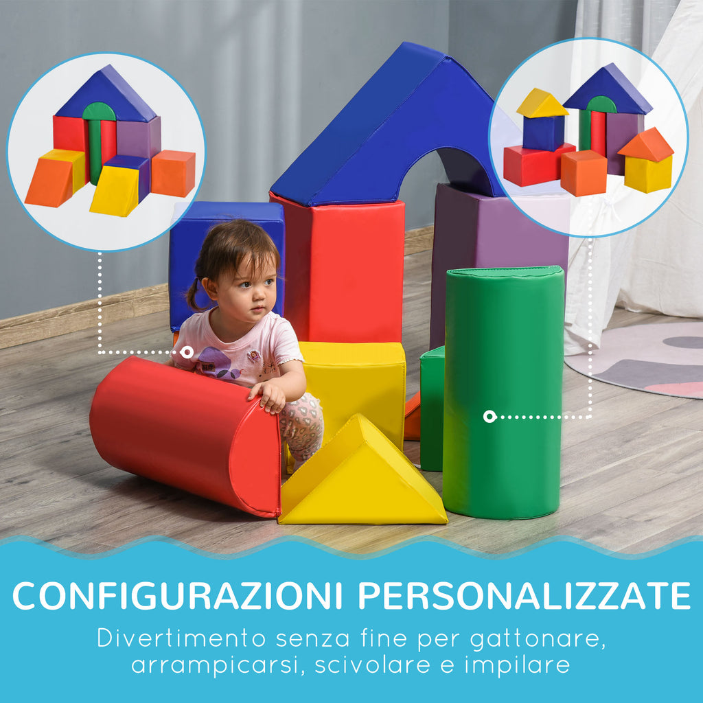 Soft Construction Set for Kids 1-3 Years Old with 11 Shapes, PU and EPE, Various Colors