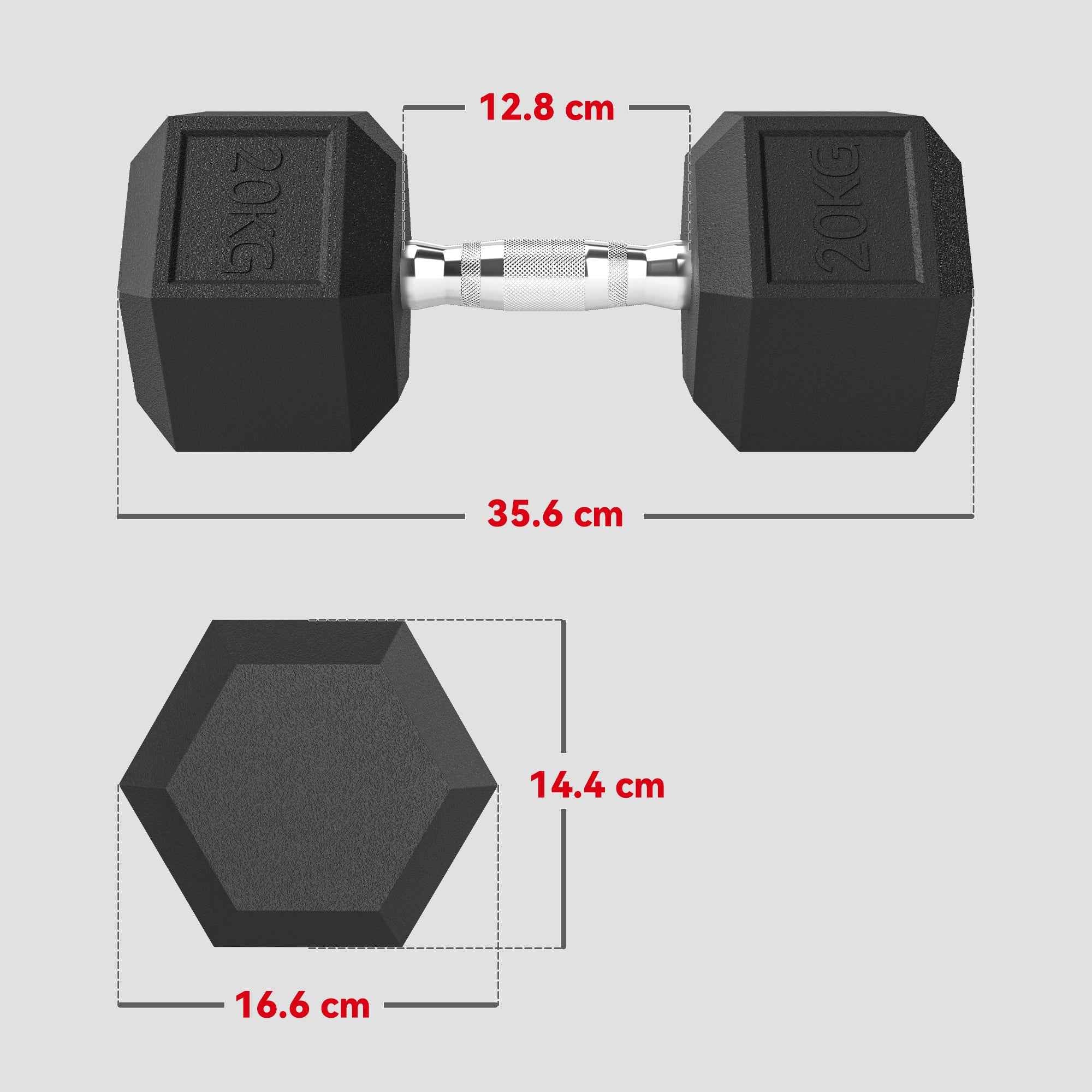2x20kg Dumbbell Set with Non-Slip Grip, Metal Dumbbells for Home and Gym Fitness Training, Black