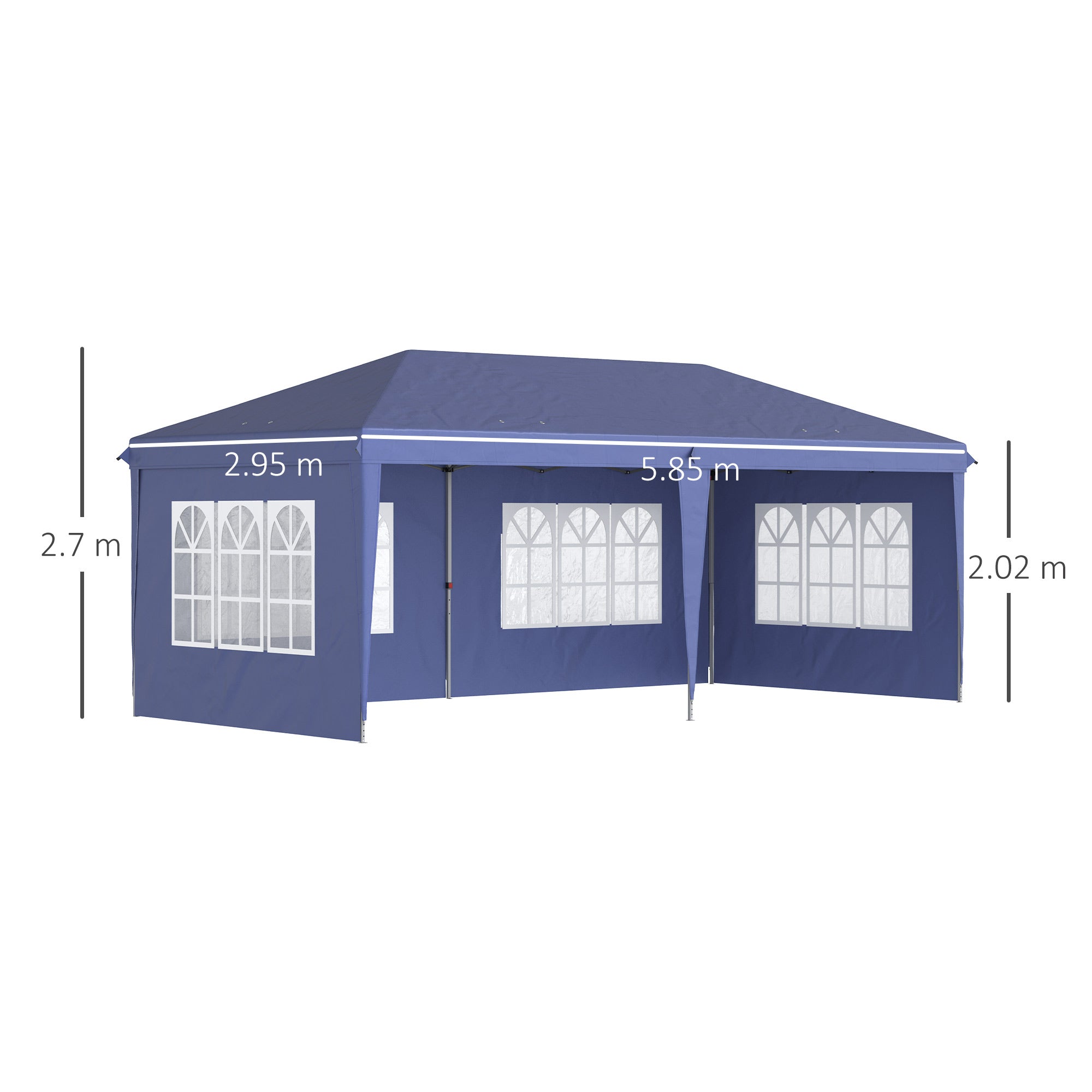 Outsunny Garden Gazebo 6x3 m height adjustable with removable walls, in steel and polyester, blue - Borgè