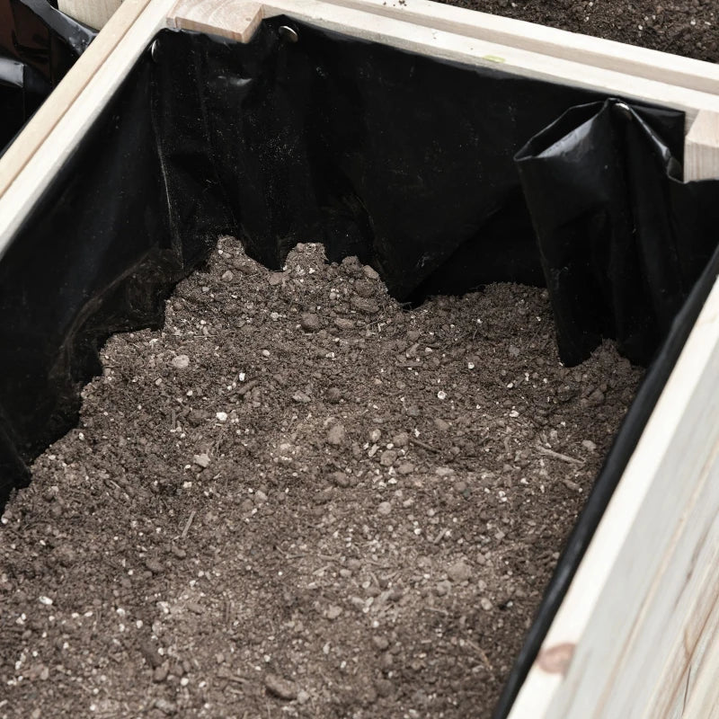Raised Vegetable Garden Bed with 4 Plant Pots, 50x30x60cm, Natural Wood - Borge' Group Limited