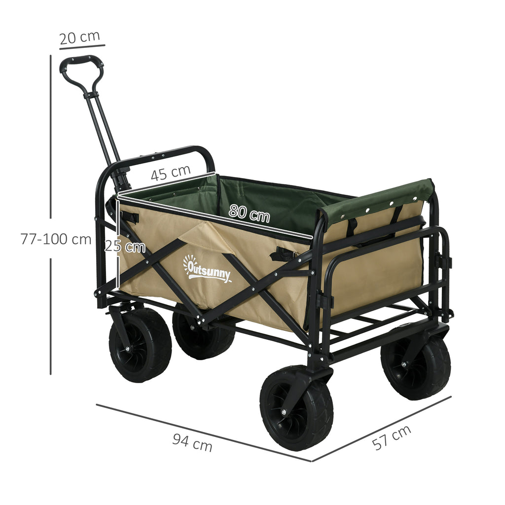 Outsunny garden trolley 110L with telescopic handle and opening bottom in steel and oxford fabric, persimmons - Borgè