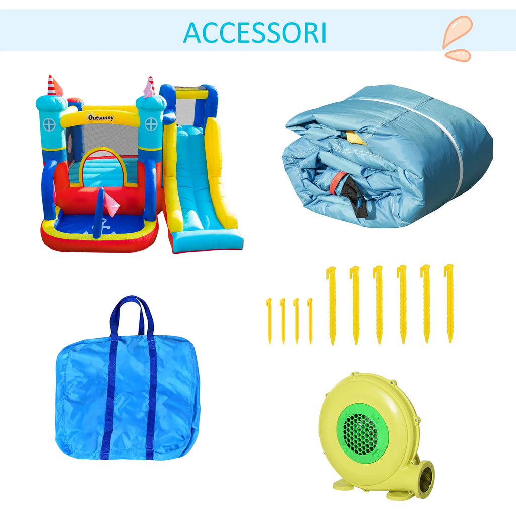 Inflatable Castle 4 in 1 Children 3-8 Years, Slide and Pool, 265x260x200cm - Borge' Group Limited