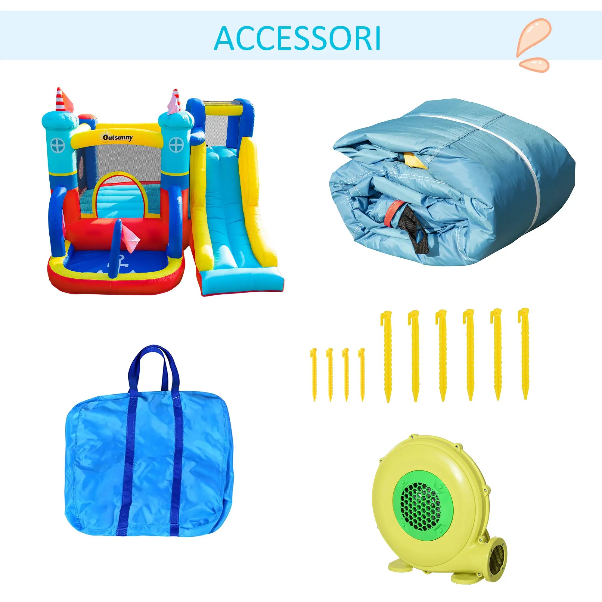 Inflatable Castle 4 in 1 Children 3-8 Years, Slide and Pool, 265x260x200cm - Borge' Group Limited