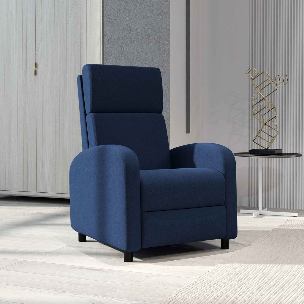HOMCOM 160° Manually Reclining Relaxing Chair with Fabric Footrest, Blue