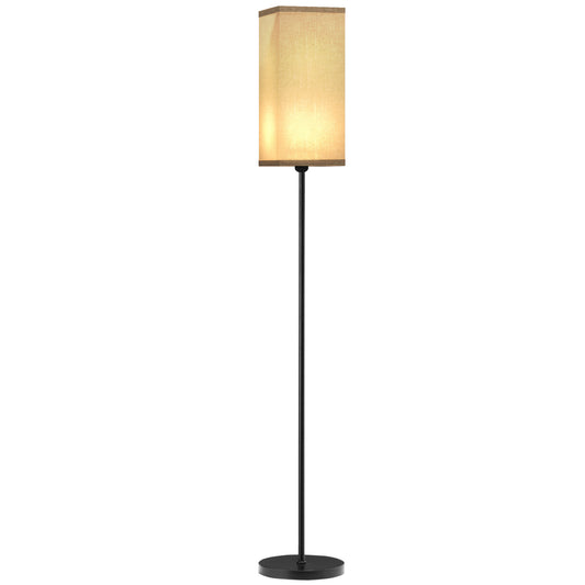 40W Floor Lamp with Foot Switch, Linen Effect Fabric and Metal, Ø25x161.5 cm, Black and Beige