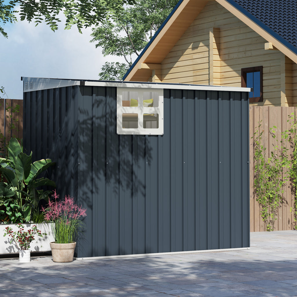 Steel Garden Shed 1.2x1.9 m with Lockable Door and Air Vents, Dark Gray