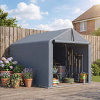 Outsunny Garage Tent with Reinforced Waterproof Cover and Zip Entrance, Galvanized Steel, 162x221.5x163 cm, Grey