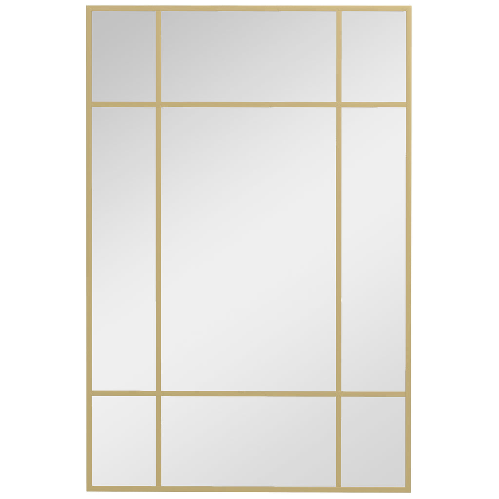 HOMCOM Window Style Wall Mirror with Vertical and Horizontal Mounting, 90x60 cm, Gold