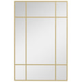 HOMCOM Window Style Wall Mirror with Vertical and Horizontal Mounting, 90x60 cm, Gold