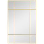 HOMCOM Window Style Wall Mirror with Vertical and Horizontal Mounting, 90x60 cm, Gold