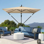 Outsunny 2.5x2.5 m Off-Center Umbrella with Cross Base and Crank Handle, Metal and Polyester, Khaki