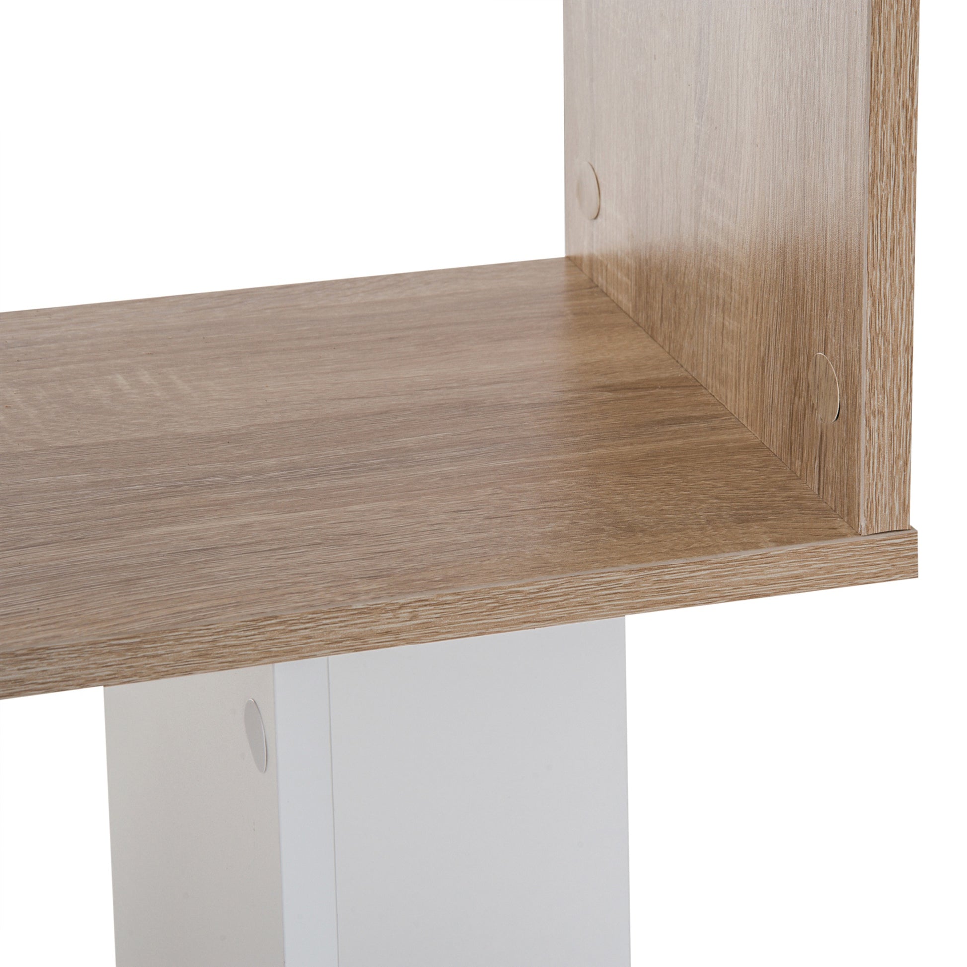 Modern Design Bookcase 4 shelves in Natural Wood and White, 60x24x148cm - Borgè