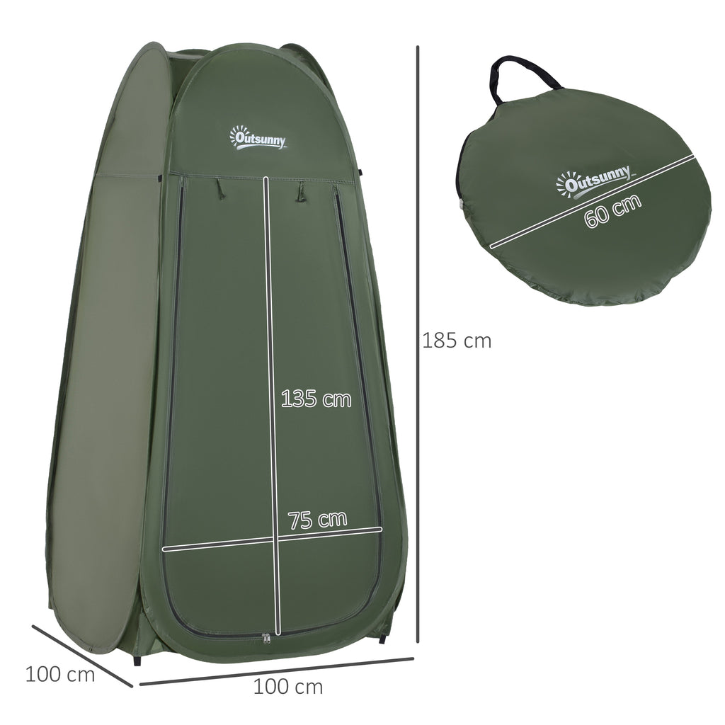 Waterproof Pop Up Shower Curtain in Polyester and Plastic, 100x100x185 cm, Military Green