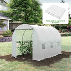 Outsunny PE Greenhouse Cover with 6 Windows, Roll-Up Door and Buried Edges, 3x2x2 m, White
