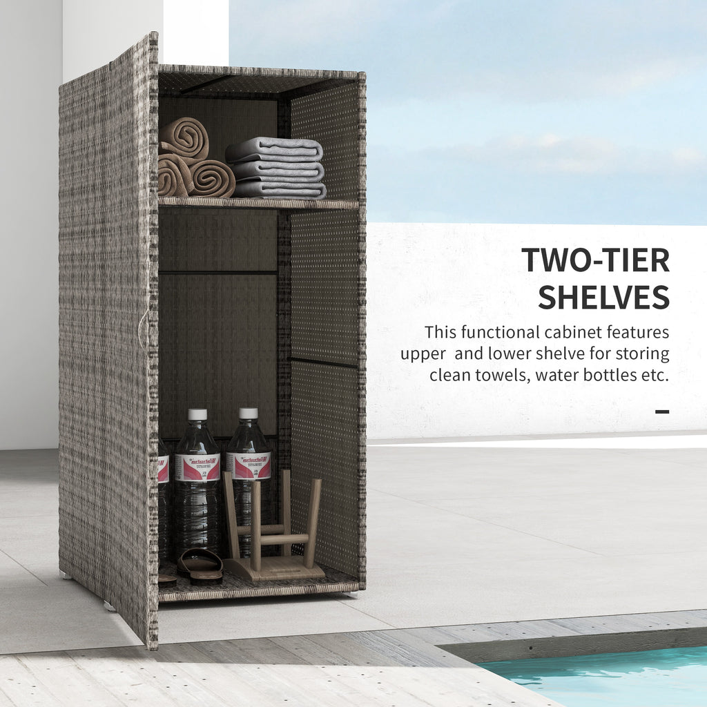 Outsunny garden wardrobe in Rattan pe with 2 rooms, 60x63x120cm, gray - Borgè