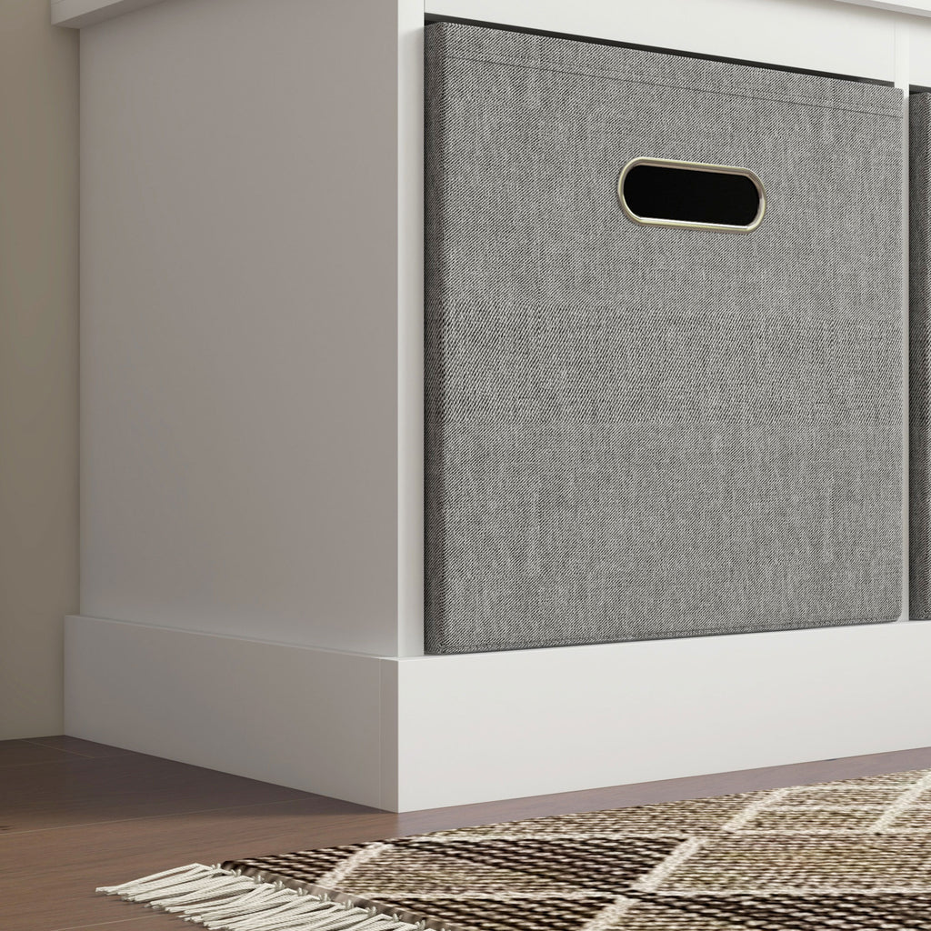Wooden Shoe Bench with 3 Drawers and Fabric Seat for 3 Pairs of Shoes, 105x35x47 cm, White